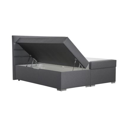 NEW BOLERO 180x200 cm – tygklädd säng med förvaringsutrymme samt madrasser och bäddmadrasser, grå
