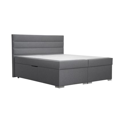 NEW BOLERO 180x200 cm – tygklädd säng med förvaringsutrymme samt madrasser och bäddmadrasser, grå