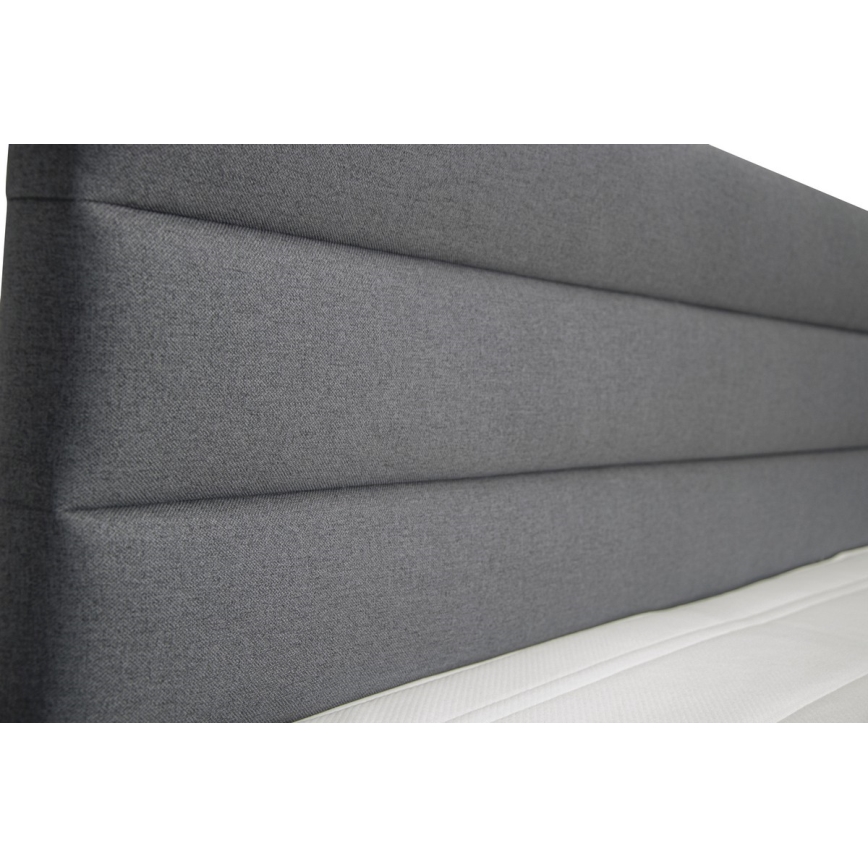 NEW BOLERO 180x200 cm – tygklädd säng med förvaringsutrymme samt madrasser och bäddmadrasser, grå