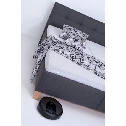 Tygklädd säng med madrass och förvaring MARIA 180x200 cm, grå