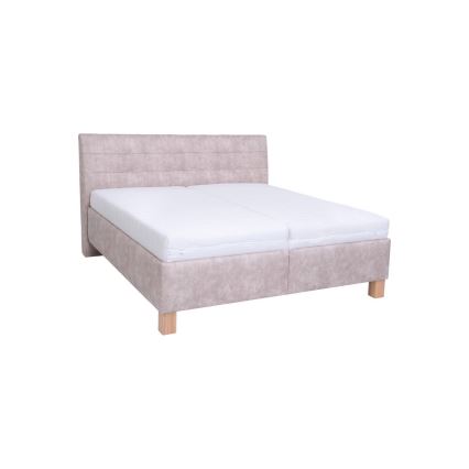 Tygklädd säng med madrass och förvaringsutrymme VIOLET 180x200 cm beige