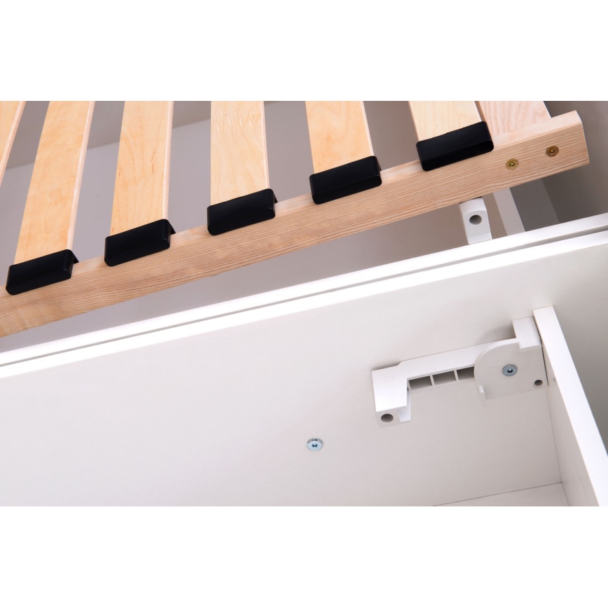 Tygklädd säng med madrass och inbyggd förvaring ALIS 180x200 cm antracit