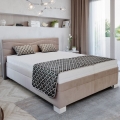 Tygklädd säng med madrass WINDSOR 180x200 cm beige