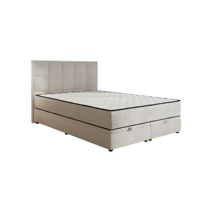 Tygklädd säng med madrasser och förvaringsutrymme GRACE 160x200 cm beige