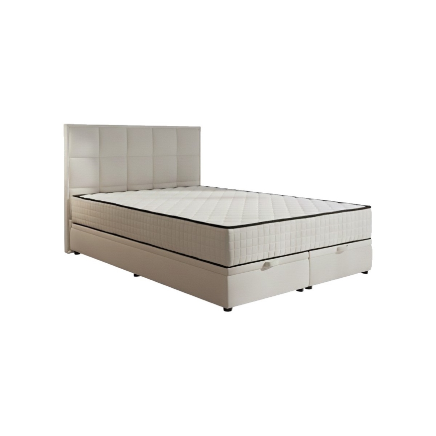 Tygklädd säng med madrasser och förvaringsutrymme GRACE 160x200 cm beige
