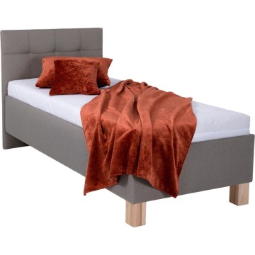 Tygklädd säng med praktisk förvaring utan madrass MARIA ONE 90x200 cm taupe