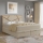 Tygklädd säng NAOMI 180x200 cm med madrasser och förvaringsutrymme, beige