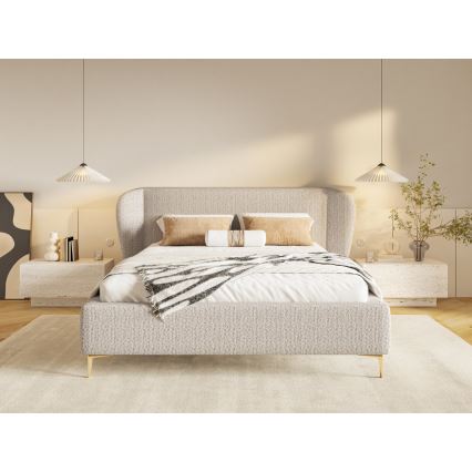 Tygklädd säng utan madrass DALIA 180x200 cm beige