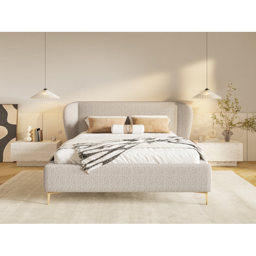 Tygklädd säng utan madrass DALIA 180x200 cm beige