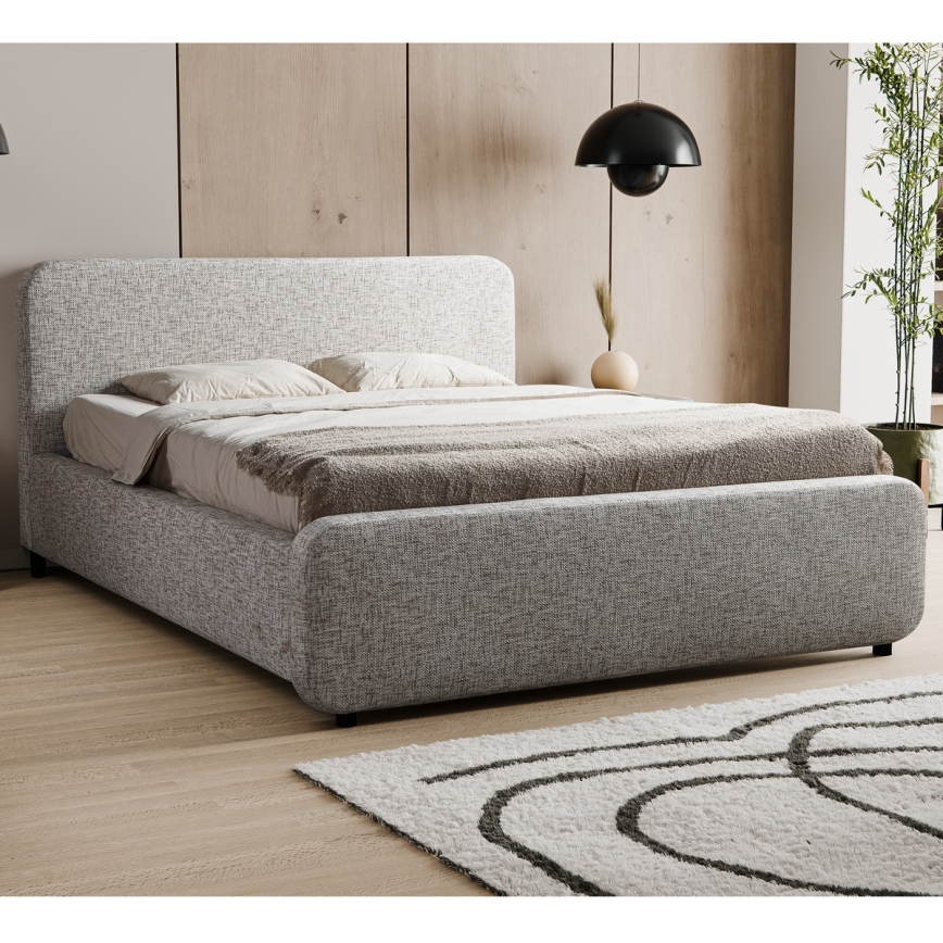 Tygklädd säng utan madrass LAJLA 160x200 cm beige