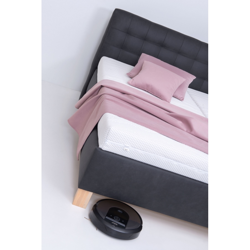 Tygklädd säng VIOLET 160x200 cm med madrass och förvaringsutrymme i antracit