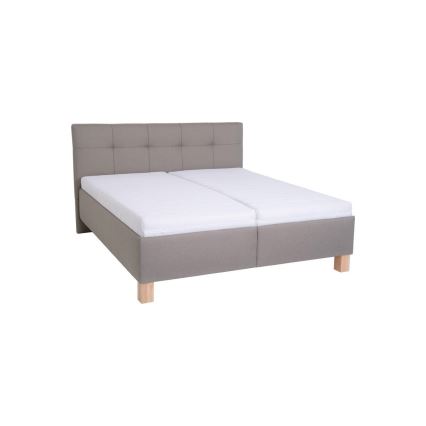 Tygklädd sängram med förvaring, utan madrass MARIA 160x200 cm taupe