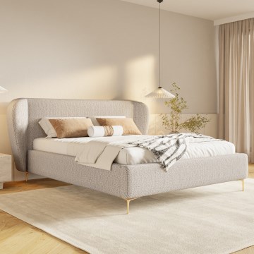 Tygklädd sängstomme utan madrass DALIA 160x200 cm beige