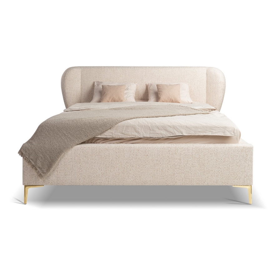 Tygklädd sängstomme utan madrass DALIA 160x200 cm beige