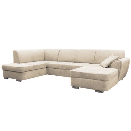 U-formad bäddbar hörnsoffa SERPA med förvaringsutrymme, vänsterutförande, beige