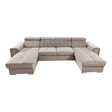 U-formad bäddsoffa med universellt hörn med förvaringsutrymme SALVADA beige