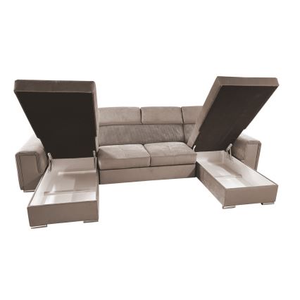 U-formad bäddsoffa med universellt hörn med förvaringsutrymme SALVADA beige