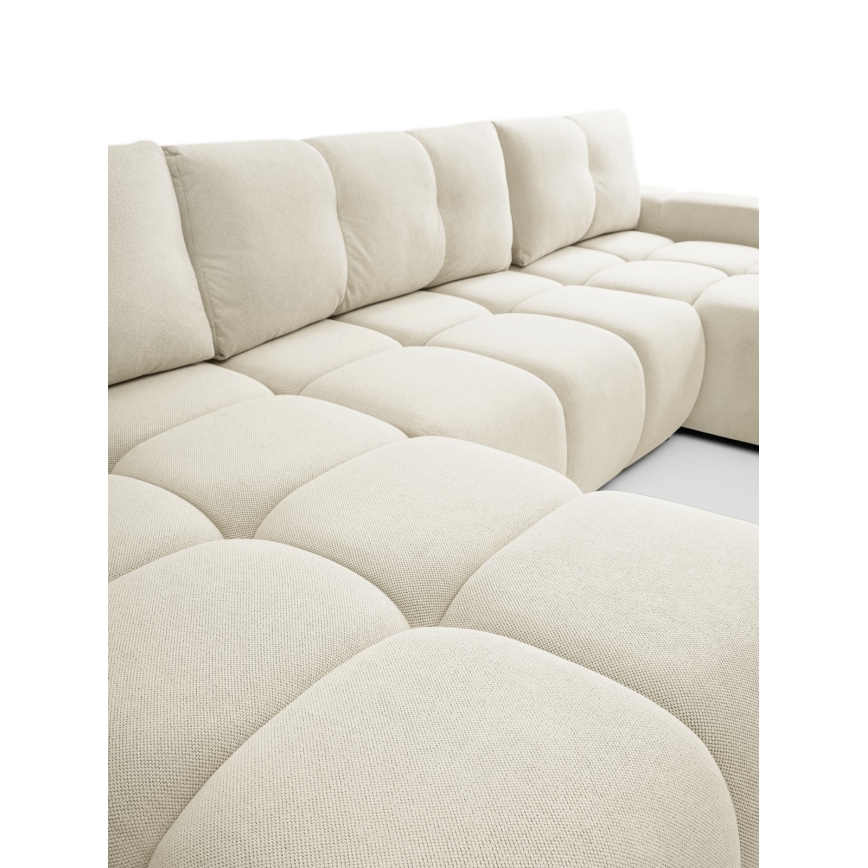 U-formad bäddbar stoppad soffa med förvaringsutrymme ALMADA beige
