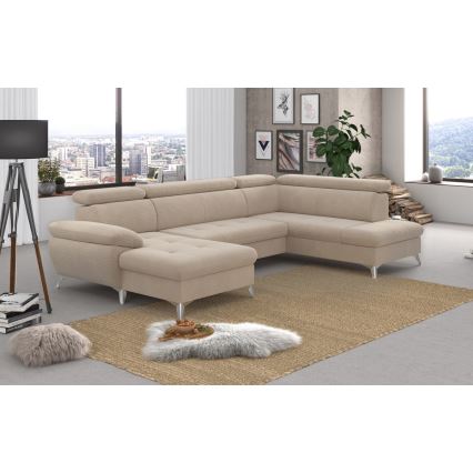 U-formad hörnsoffa med förvaringsutrymme CATANIA rätt beige