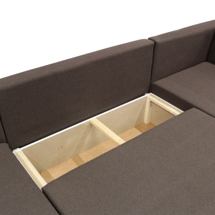 U-formad soffa universell fällbar hörna SEYA brun