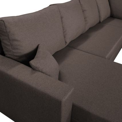 U-formad soffa universell fällbar hörna SEYA brun