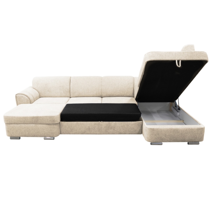 U-formad tyg bäddsoffa hörnsvit SERPA rätt beige