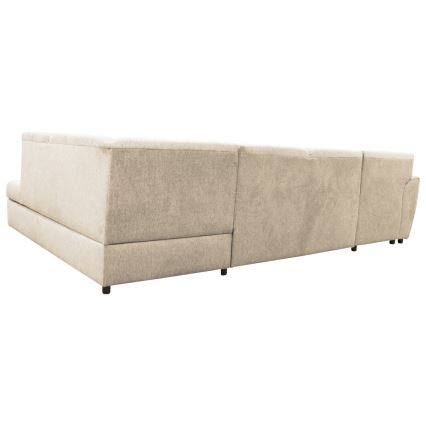 U-formad tyg bäddsoffa hörnsvit SERPA rätt beige