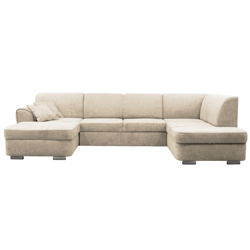 U-formad tyg bäddsoffa hörnsvit SERPA rätt beige