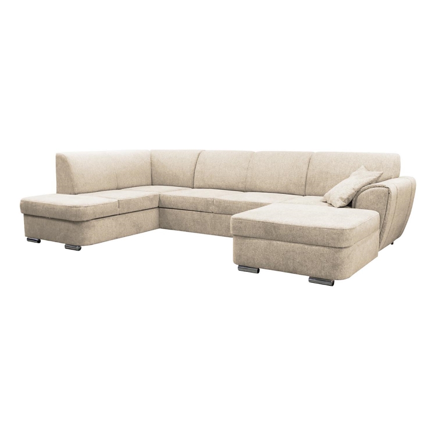 U-formad tyg bäddsoffa hörnsvit SERPA vänster beige