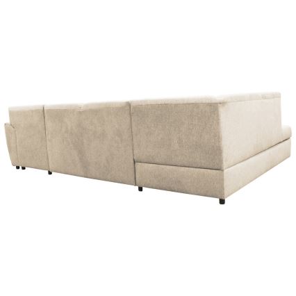 U-formad tyg bäddsoffa hörnsvit SERPA vänster beige