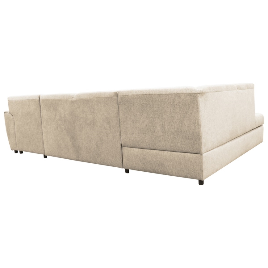 U-formad tyg bäddsoffa hörnsvit SERPA vänster beige
