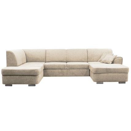 U-formad tyg bäddsoffa hörnsvit SERPA vänster beige