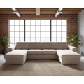 U-formad vändbar bäddsoffa SALVADA med förvaringsutrymme, beige