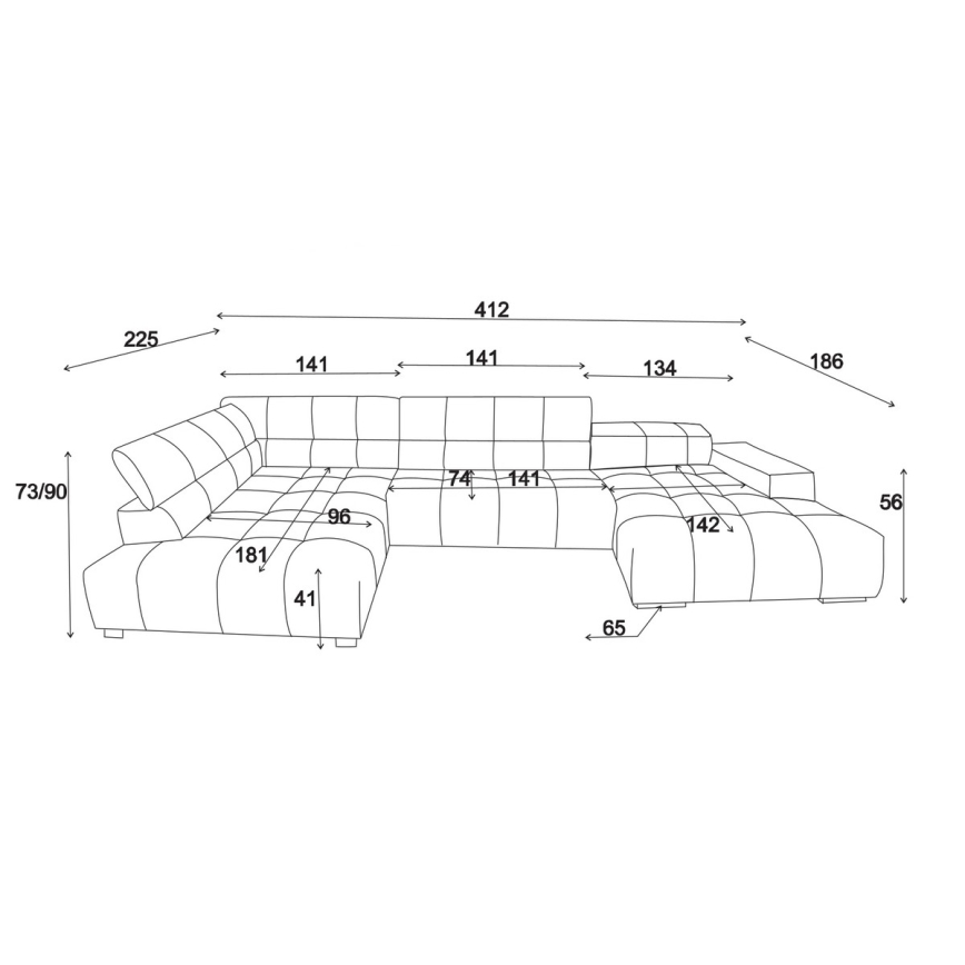 U-soffa TROPEA vänster hörn brun