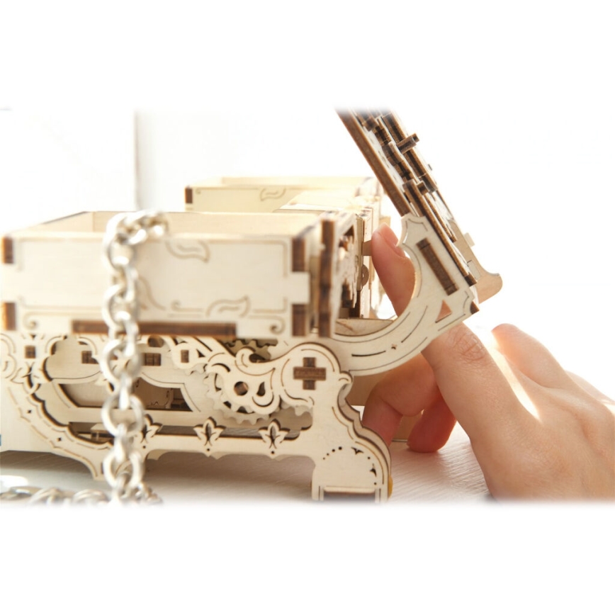 Ugears - 3D Mekaniskt pussel i trä Antikt smyckeskrin