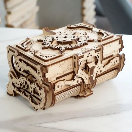 Ugears - 3D Mekaniskt pussel i trä Antikt smyckeskrin