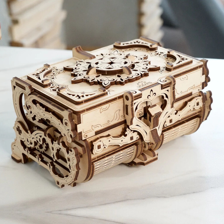 Ugears - 3D Mekaniskt pussel i trä Antikt smyckeskrin