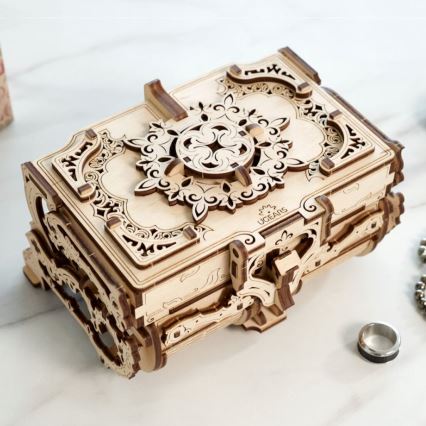 Ugears - 3D Mekaniskt pussel i trä Antikt smyckeskrin