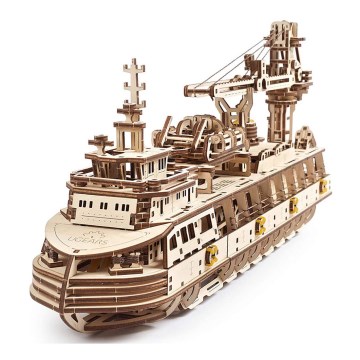 Ugears - 3D Mekaniskt pussel i trä Forskningsfartyg