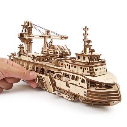 Ugears - 3D Mekaniskt pussel i trä Forskningsfartyg