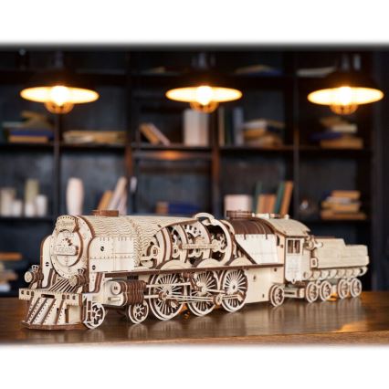 Ugears - 3D Mekaniskt pussel i trä V-Express ånglok med anbud