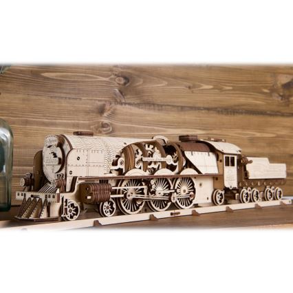Ugears - 3D Mekaniskt pussel i trä V-Express ånglok med anbud