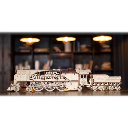 Ugears - 3D Mekaniskt pussel i trä V-Express ånglok med anbud