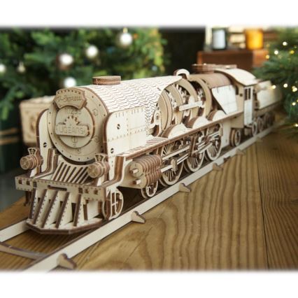 Ugears - 3D Mekaniskt pussel i trä V-Express ånglok med anbud
