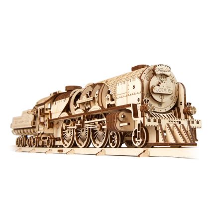 Ugears - 3D Mekaniskt pussel i trä V-Express ånglok med anbud