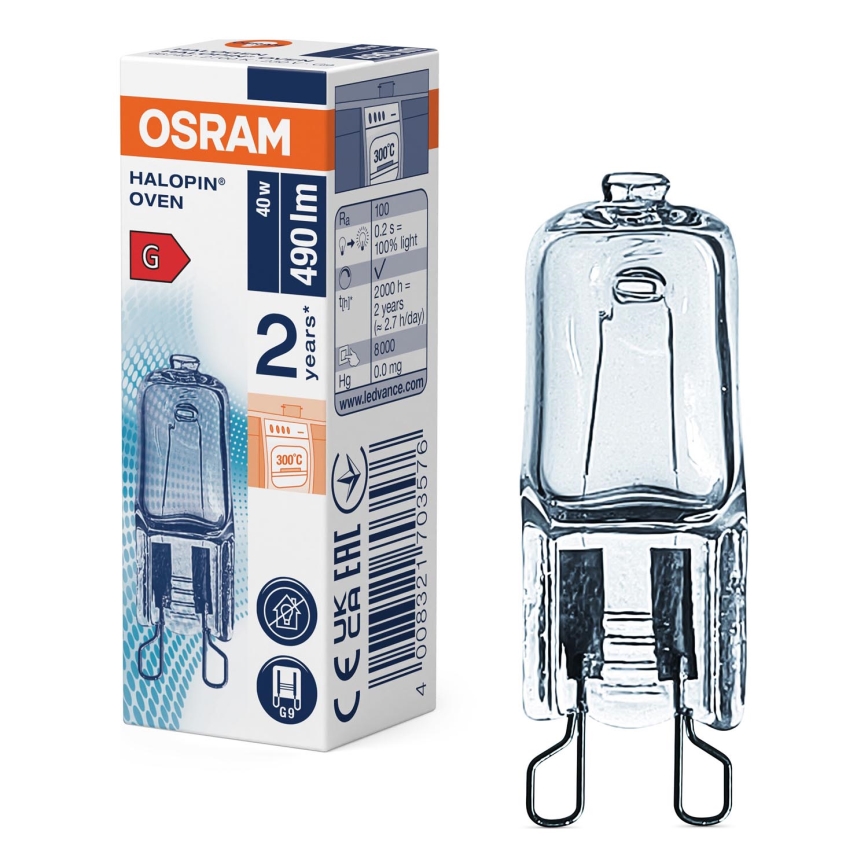 Ugnslampa HALOPIN G9/40W/230V 2700K - Osram