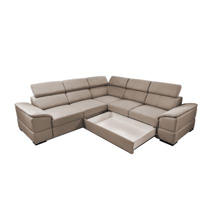 Universell hörnsoffa med bäddfunktion med förvaringsutrymme GRANADA beige