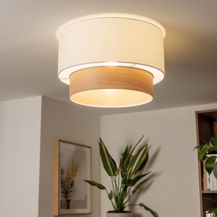 Universell lampskärm KERIA Ø 50 cm vit/brun