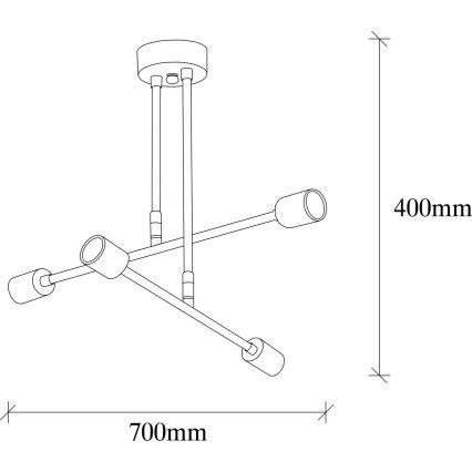 Upphängningsbar Ljuskrona  FLOWER 4xE27/40W/230V