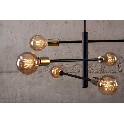 Upphängningsbar Ljuskrona  ONYX 6xE27/60W/230V svart /gyllene 